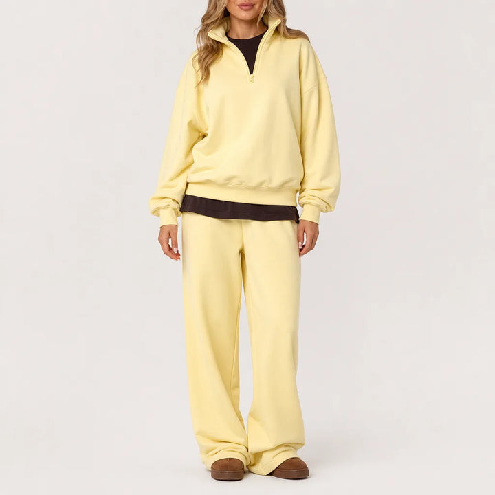 Sophia Relaxed Sweater and Sweatpants Set - Color:Yellow;Size:XS
