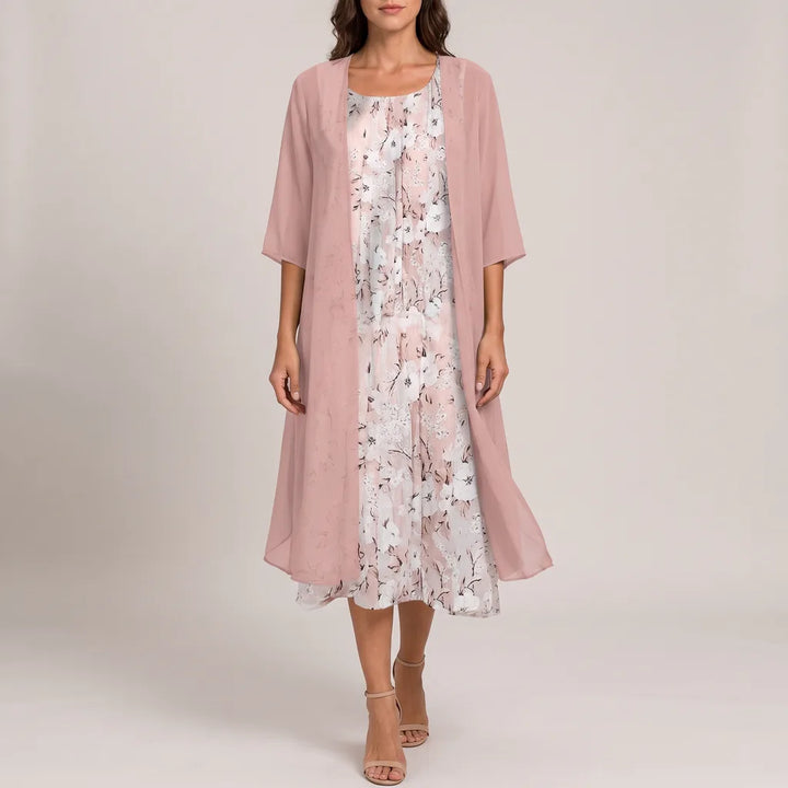 Sophie Floral Midi Dress - Color:Pink;Size:S