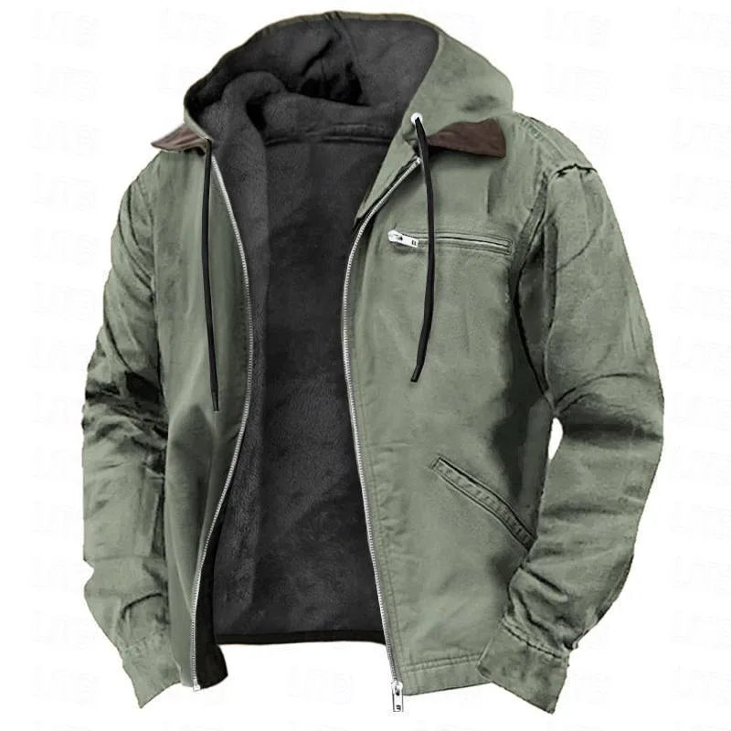 Stamford |  Men's Fleece Lined Hoodie Jacket - Color:Army Green;Size:XS
