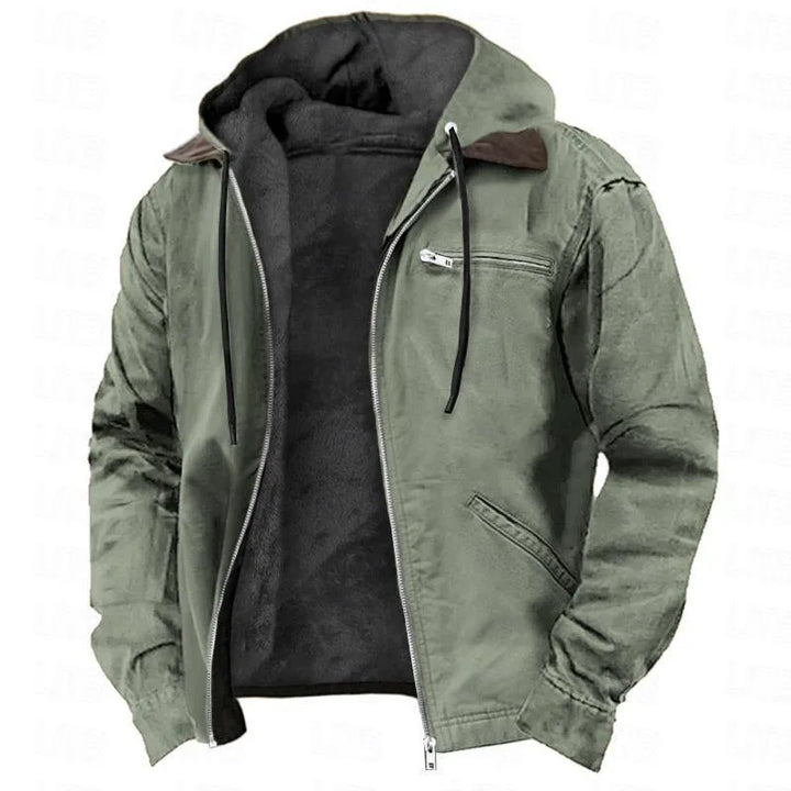 Stamford |  Men's Fleece Lined Hoodie Jacket - Color:Army Green;Size:XS