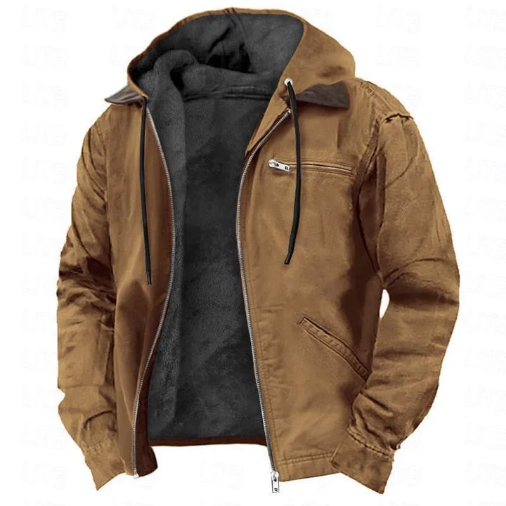 Stamford |  Men's Fleece Lined Hoodie Jacket - Color:Brown;Size:XS