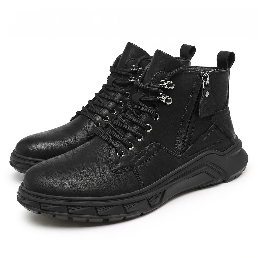 Steele Tactical Leather Boots - Color:Black;Size:38