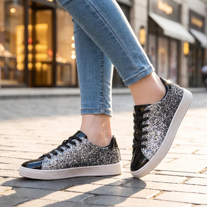 Stella Sequin Casual Sneakers - Color:Black;Size:36