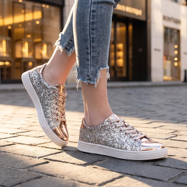 Stella Sequin Casual Sneakers - Color:Gold;Size:36
