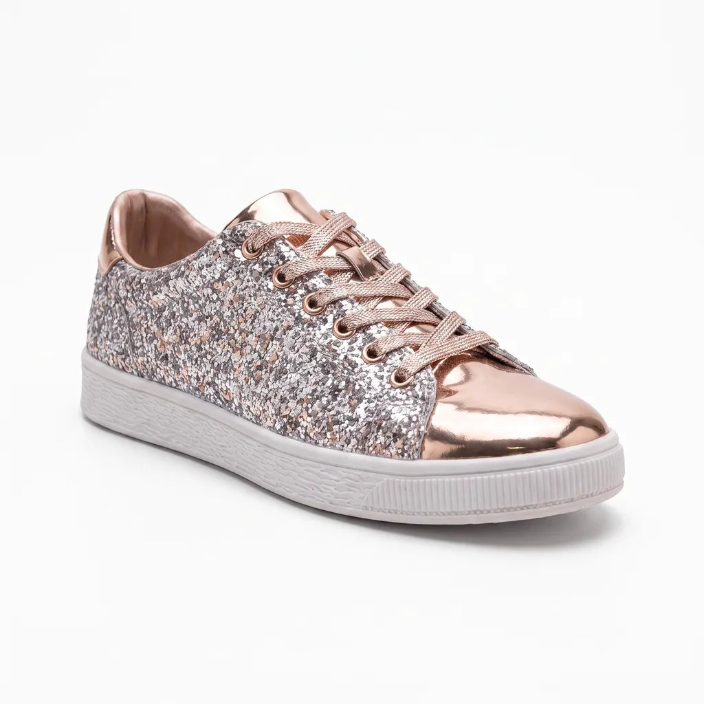 Women's Yellow Garland Sequin Low Top Sneakers