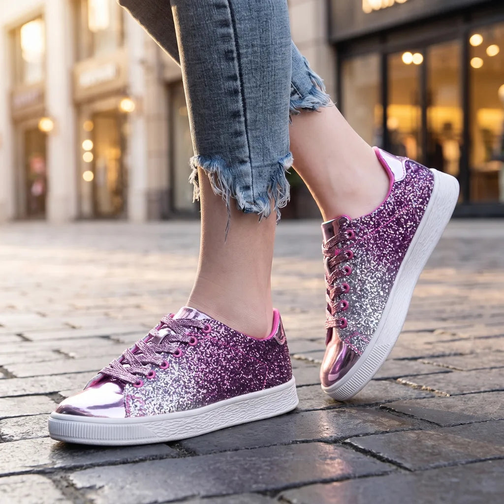 Stella Sequin Casual Sneakers - Color:Pink;Size:36