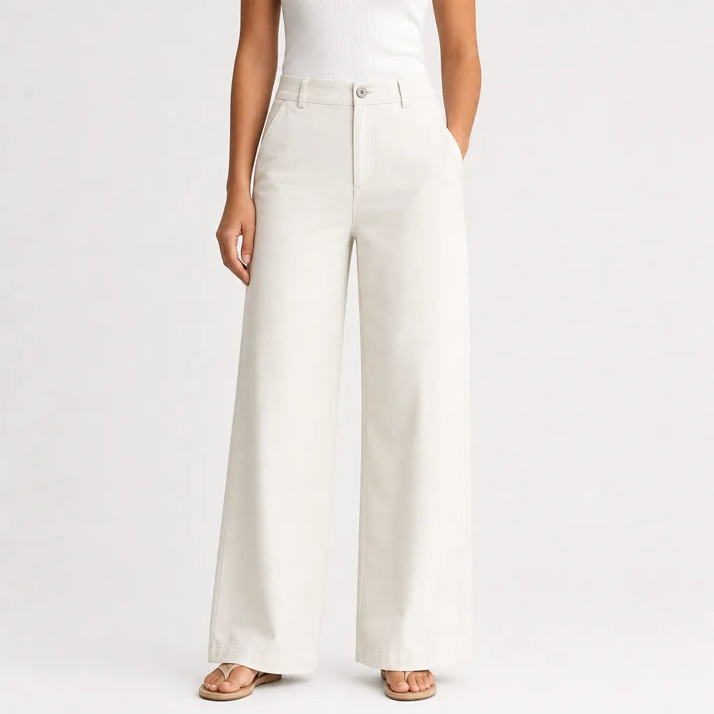 Women's Beige Stockton Cropped Wide Leg Pants (Copy)
