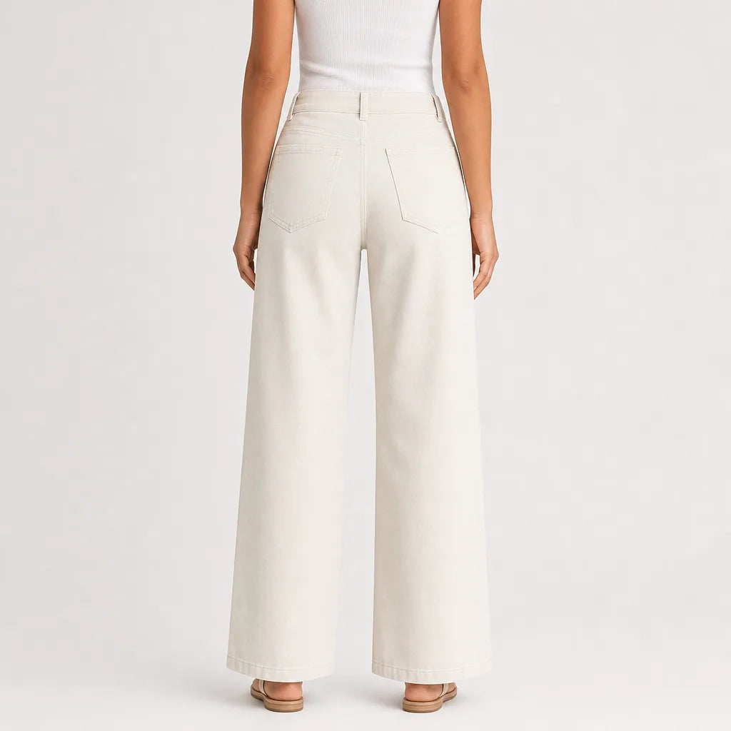 Women's Beige Stockton Cropped Wide Leg Pants (Copy)