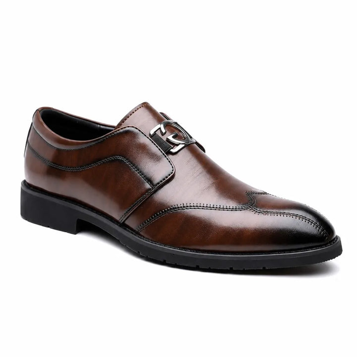 Men's Brown Newell Textured Leather Loafers
