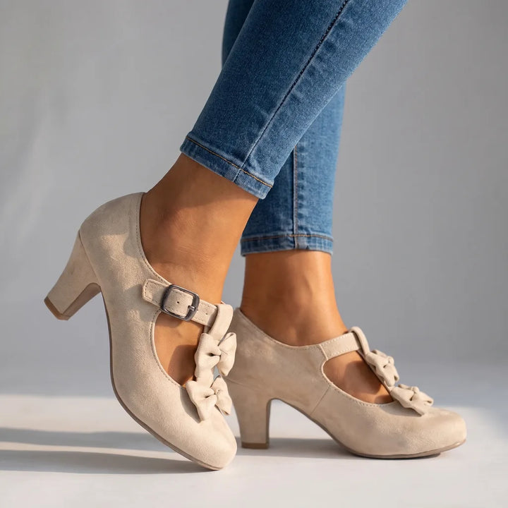 Sunny | Women's Orthopedic Mary Jane Heels   - Color:Beige;Size:35