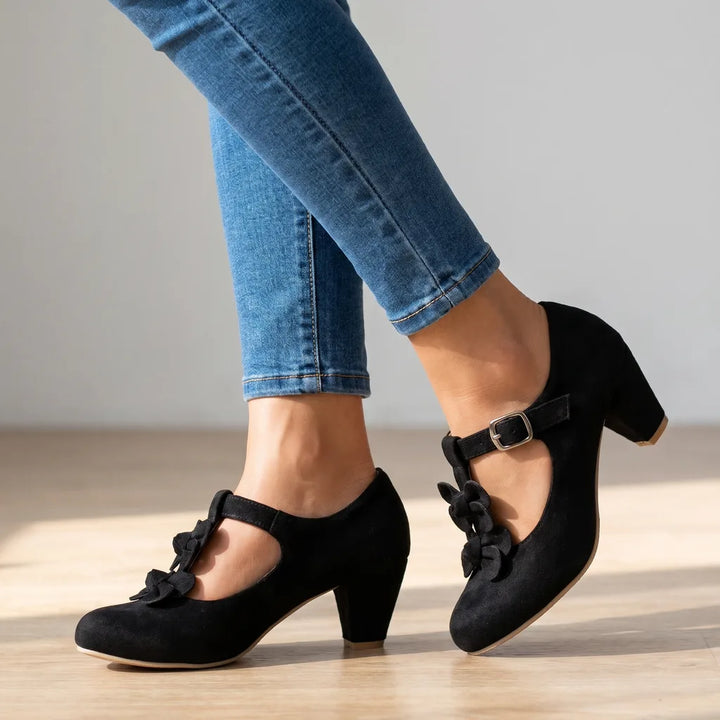 Sunny | Women's Orthopedic Mary Jane Heels   - Color:Black;Size:35