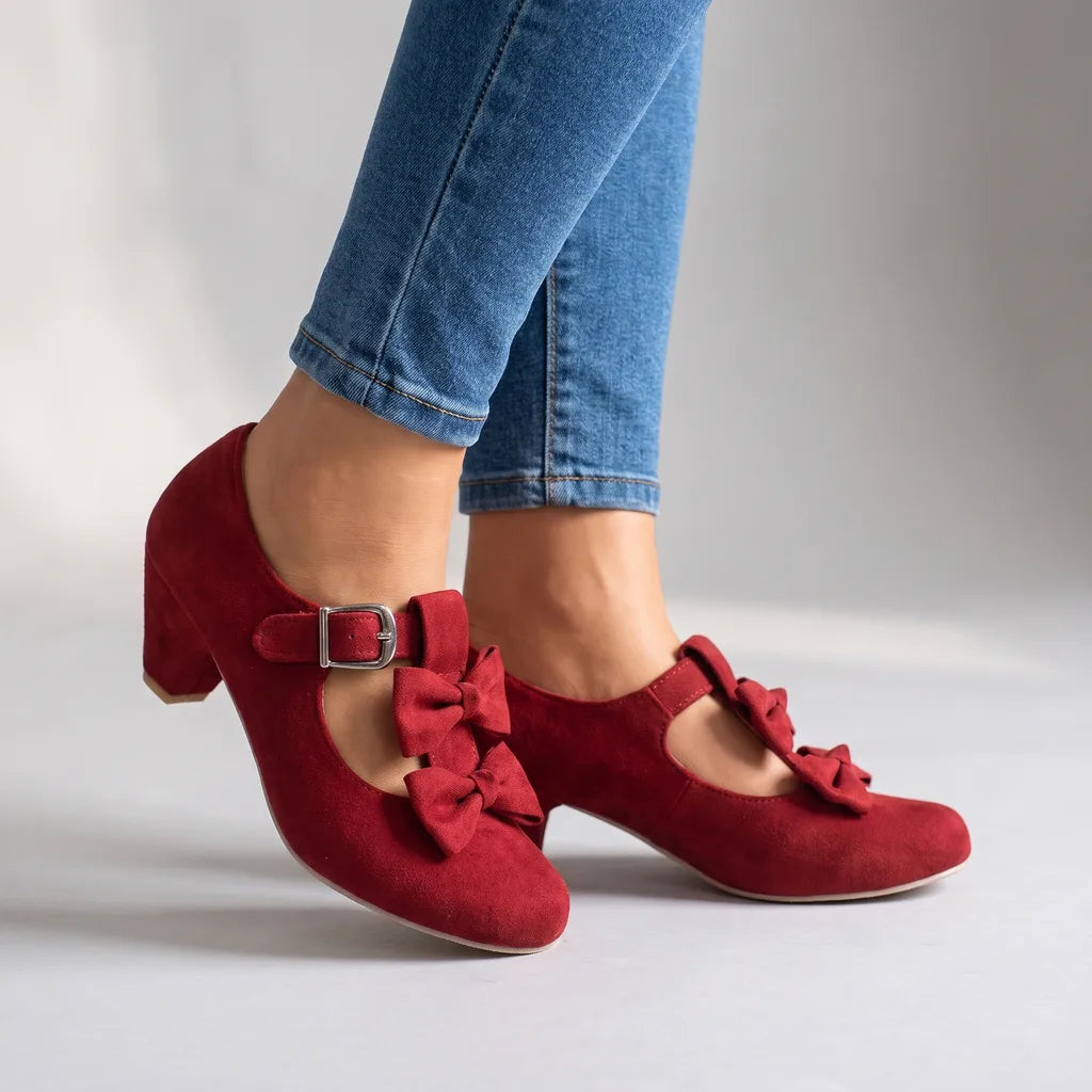 Sunny | Women's Orthopedic Mary Jane Heels   - Color:Red;Size:35