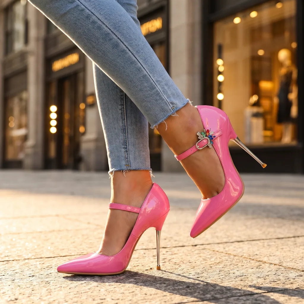 Women's Pink Thalia Rhinestone Stiletto Pumps