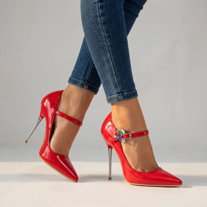 Sydney | Women's Mary Jane Heels   - Color:Red;Size:35