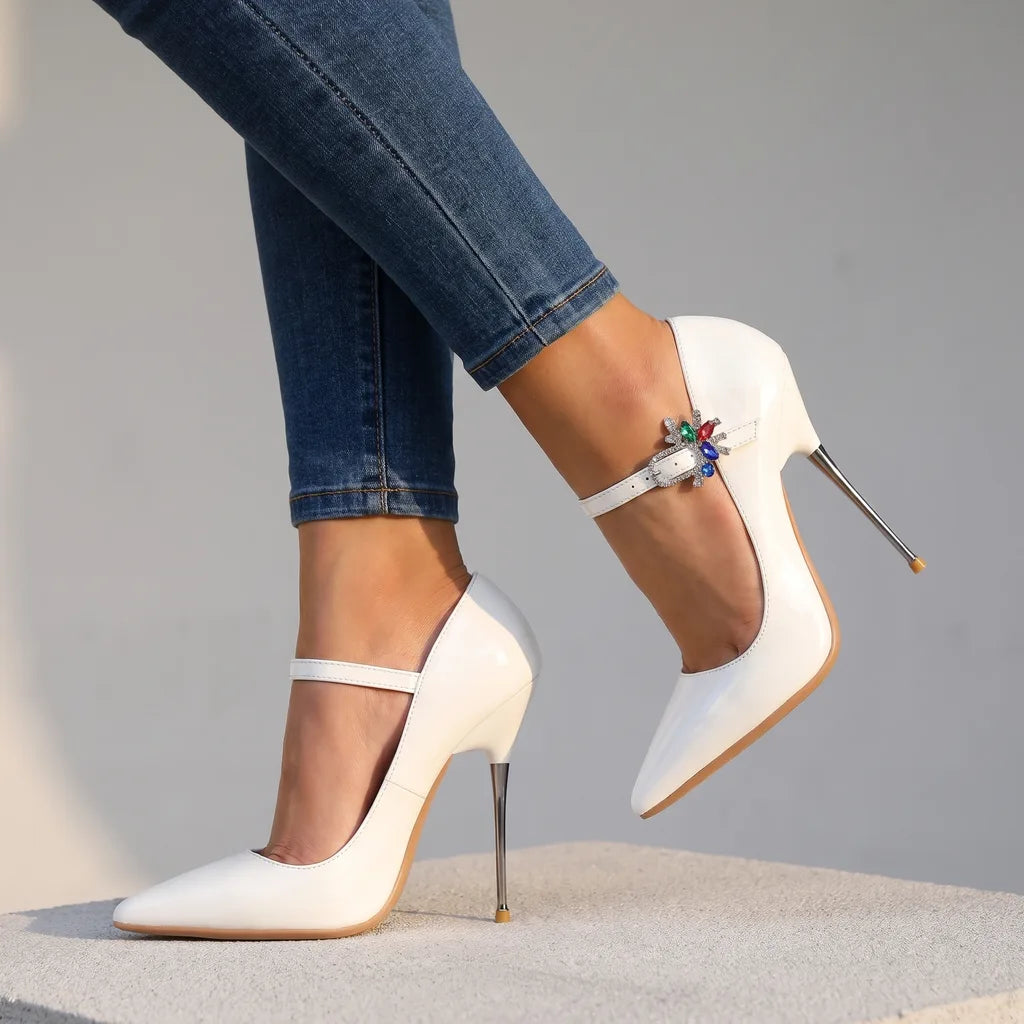 Sydney | Women's Mary Jane Heels   - Color:White;Size:35