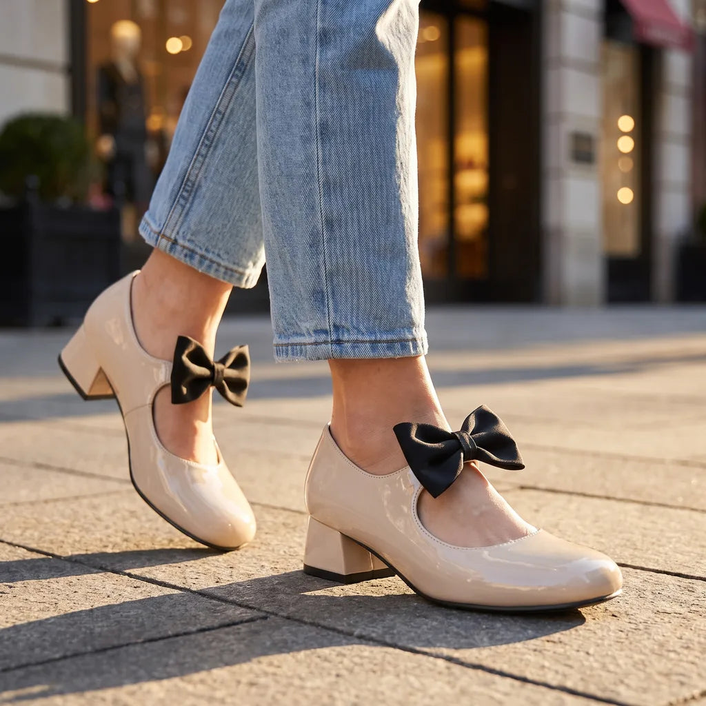 Women's Apricot Underhill Bow Mary Jane Pumps