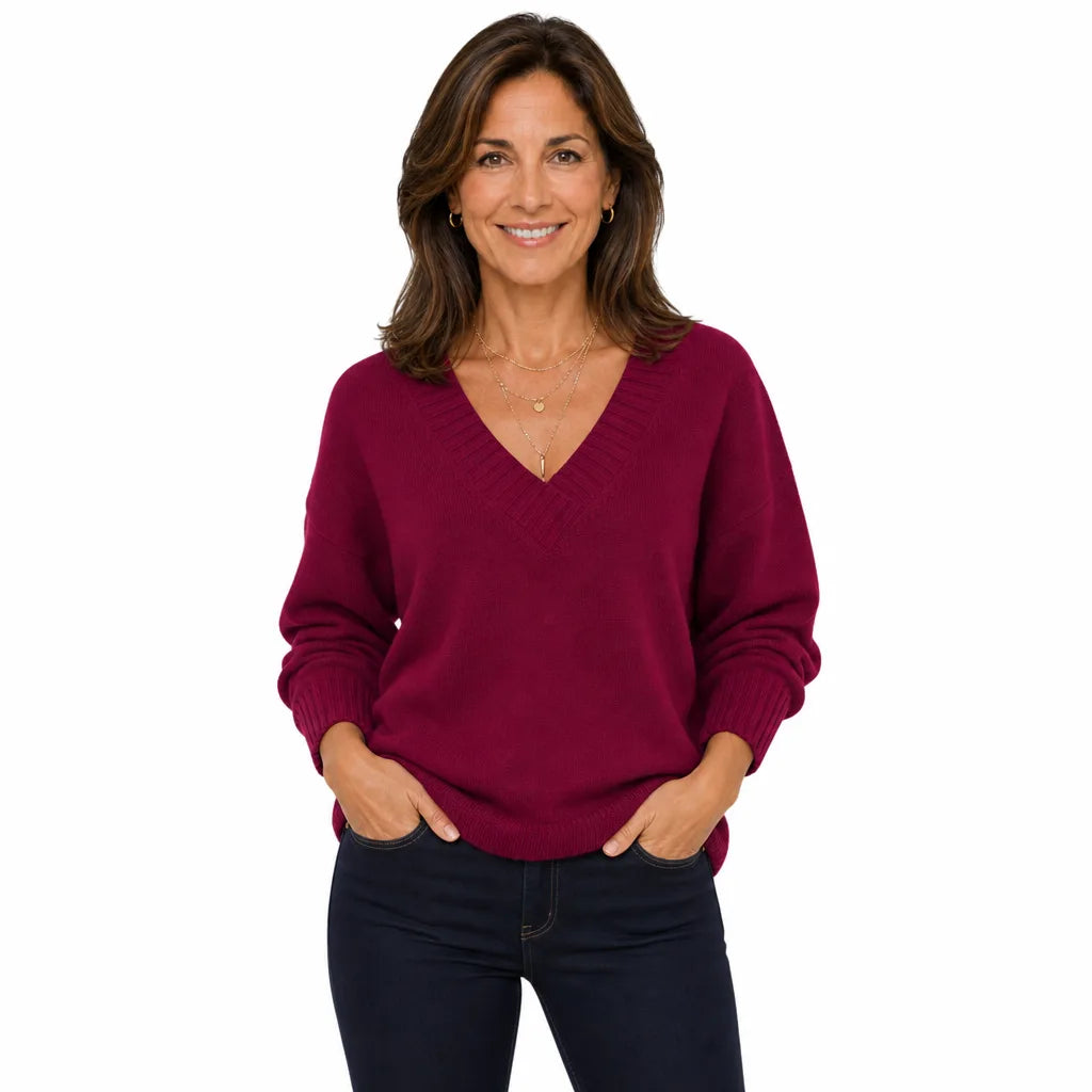 Women's Red Kipling V Neck Knit Sweater