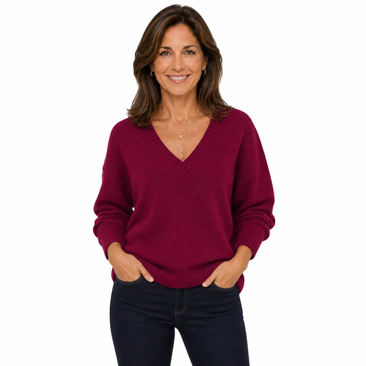 Women's Red Kipling V Neck Knit Sweater
