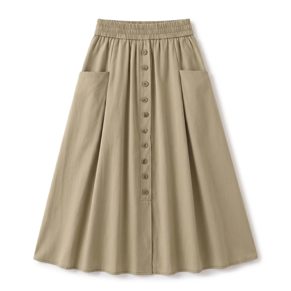 Talia Maxi Skirt - Color:Khaki;Size:S