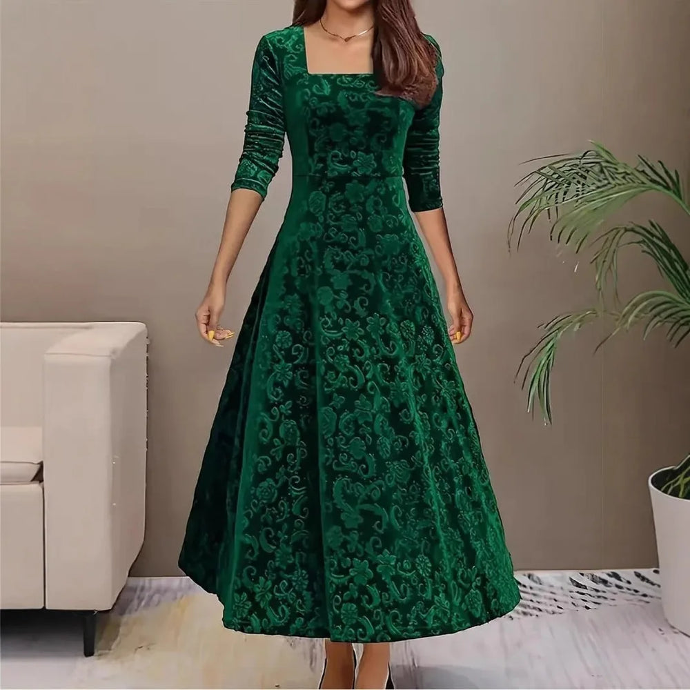 Talia | Women's Elegant Christmas Dress - Size:S;Color:Dark Green