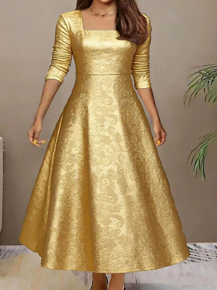 Talia | Women's Elegant Christmas Dress - Size:S;Color:Gold