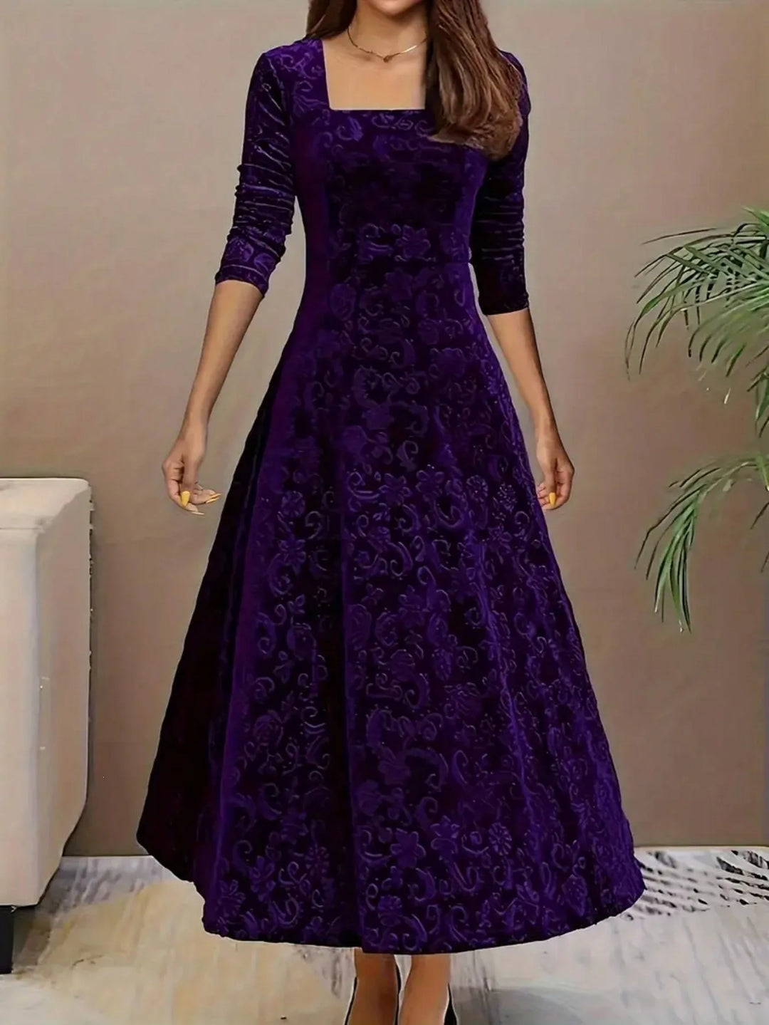 Talia | Women's Elegant Christmas Dress - Size:S;Color:Purple