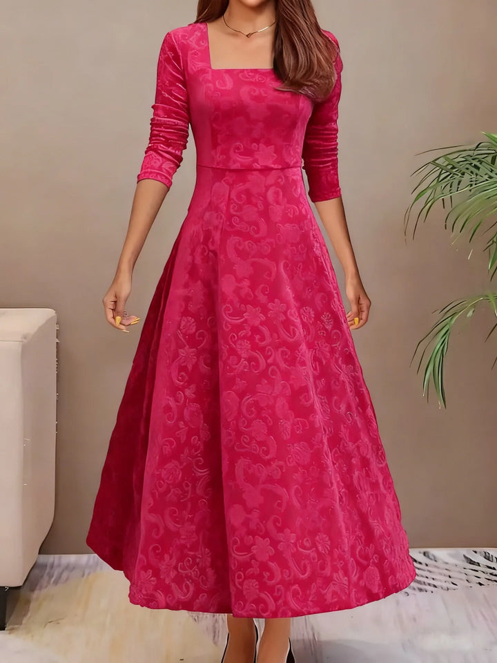 Talia | Women's Elegant Christmas Dress - Size:S;Color:Rose Red