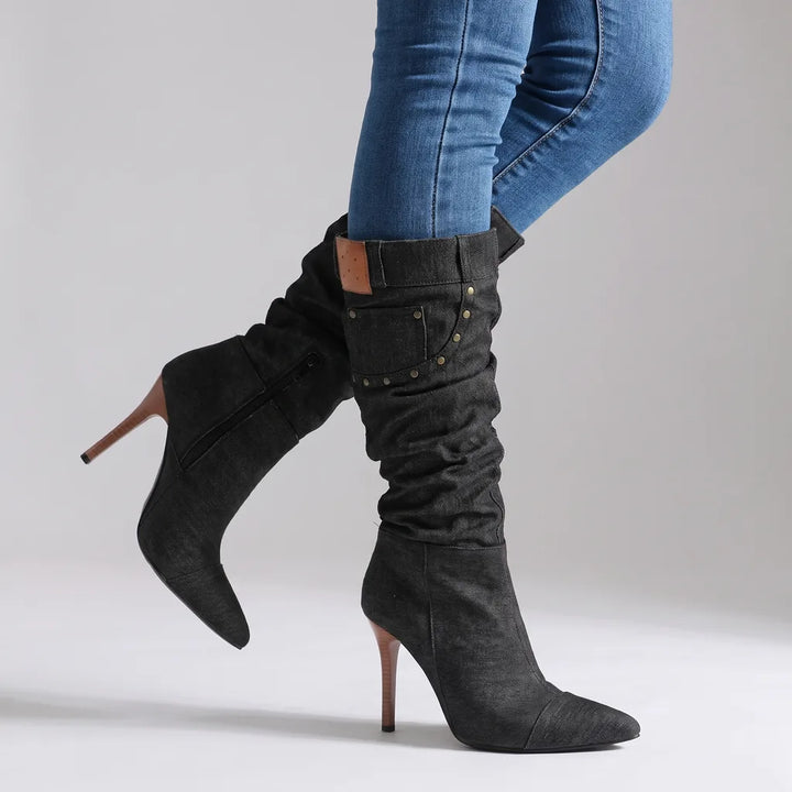 Tanya | Women's Knee High Boots  - Color:Black;Size:35