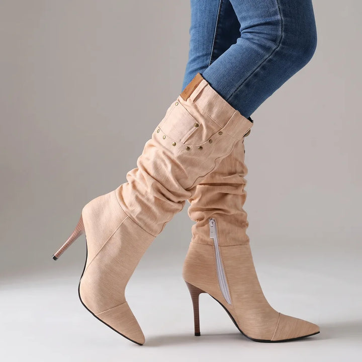 Tanya | Women's Knee High Boots  - Color:Pink;Size:35