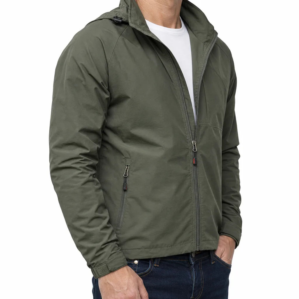 Men's Green Larkin Hooded Rain Jacket
