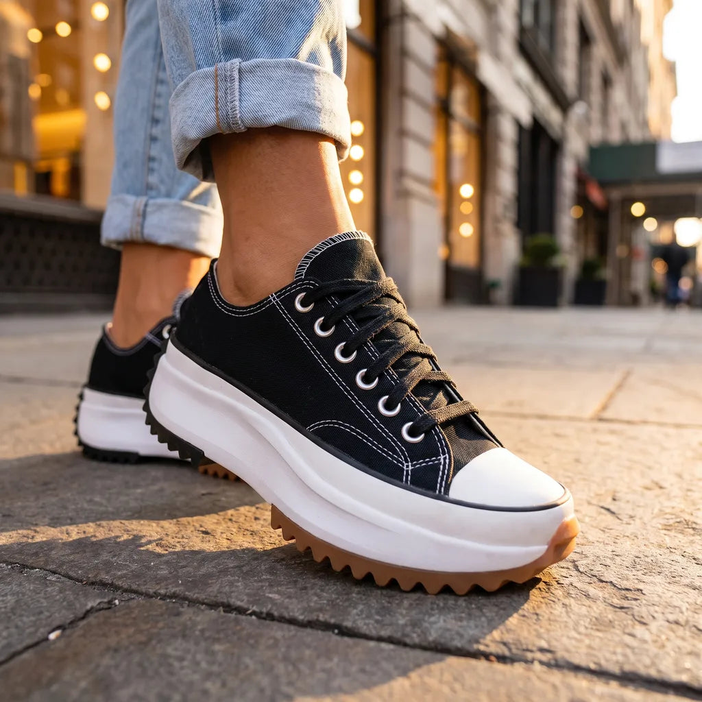 Tayla Lace Up Sneakers - Color:Black;Size:35