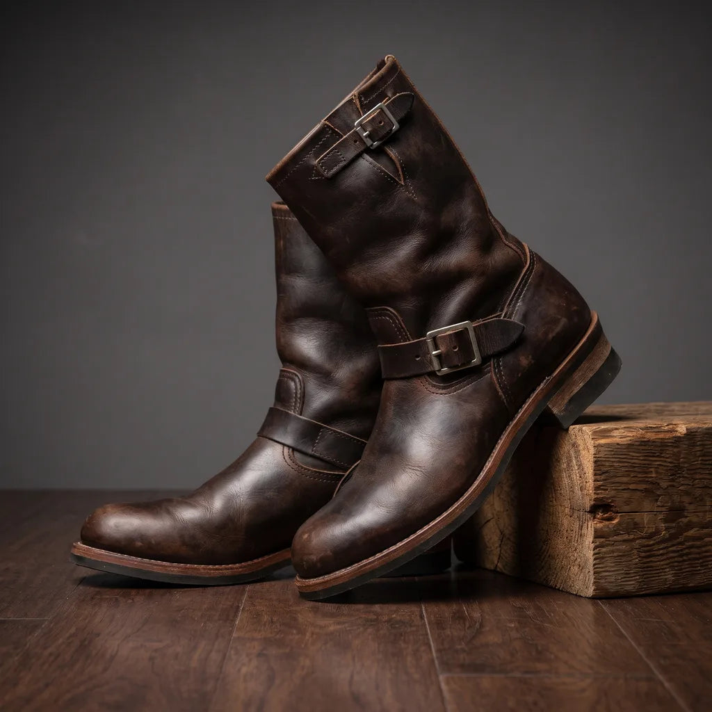 Tegan | Men's Vintage Leather Boots  - Color:Retro Brown;Size:38
