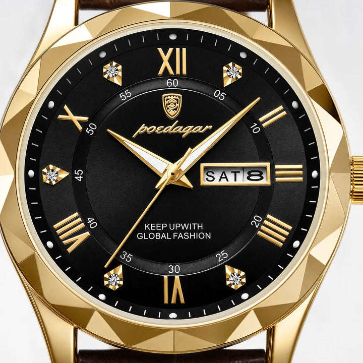 Men's Black Medford Leather Quartz Watch