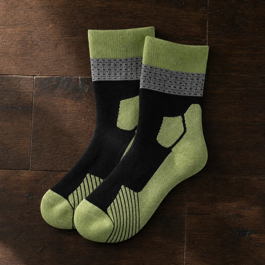Thatcher | Merino wool Hiking Socks  - Color:Black/Green;Size:One Size