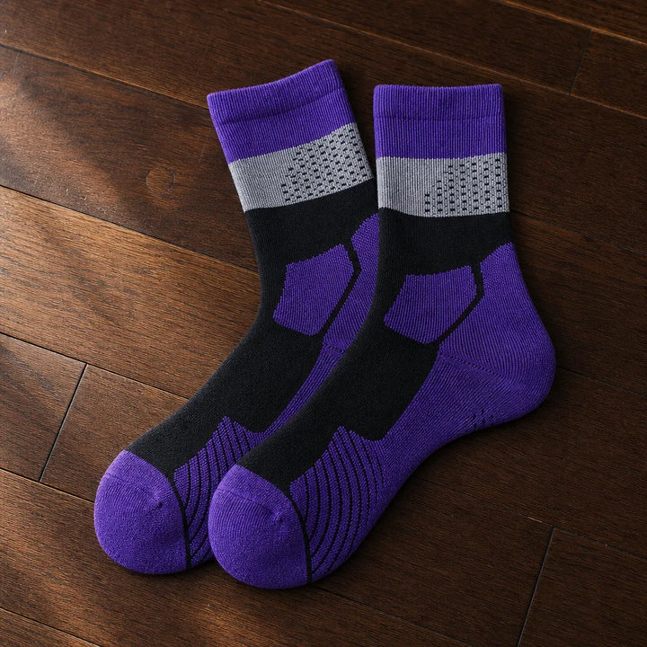 Thatcher | Merino wool Hiking Socks  - Color:Black/Purple;Size:One Size