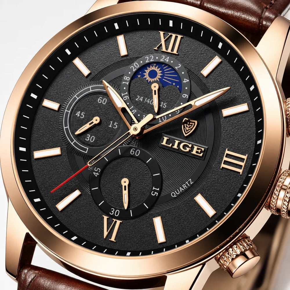 Men's Rose Gold Black Bancroft Quartz Chronograph Watch