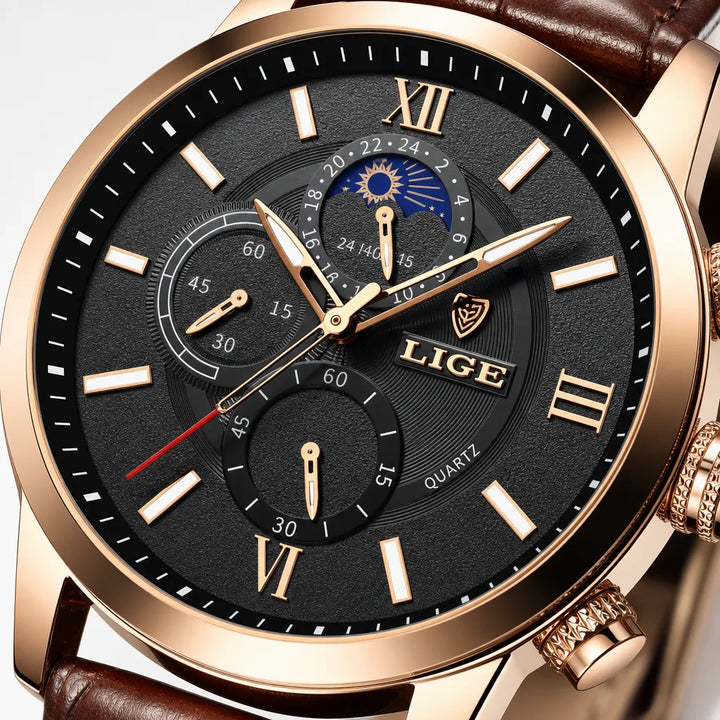 Men's Rose Gold Black Bancroft Quartz Chronograph Watch