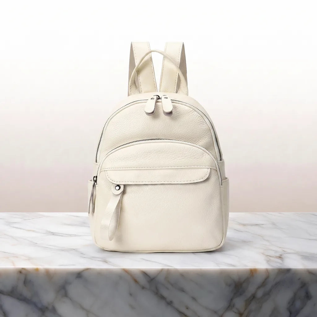 Thayer Leather Mini Backpack - Color:White
