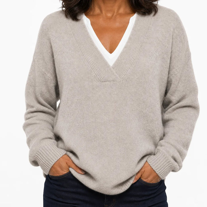 Thea |  Elegant Warm Fall Knit Jumper  - Color:Gray;Size:M