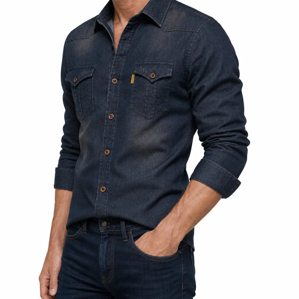 Men's Black Dudley Cotton Denim Shirt