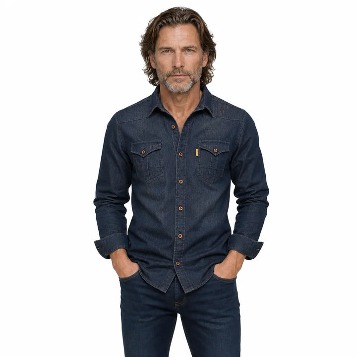 Men's Black Dudley Cotton Denim Shirt