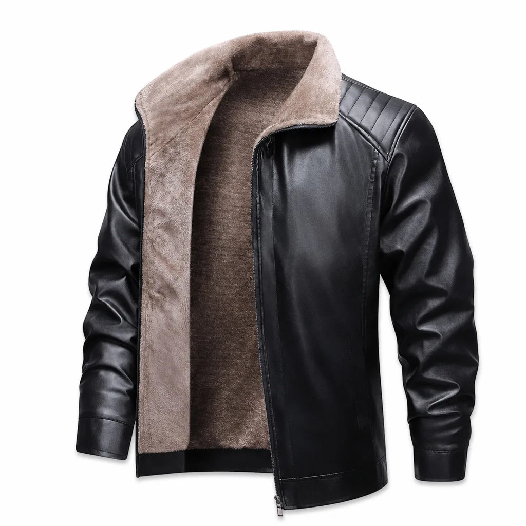 Thornton Fleece-Lined Moto Jacket - Color:Black;Size:S