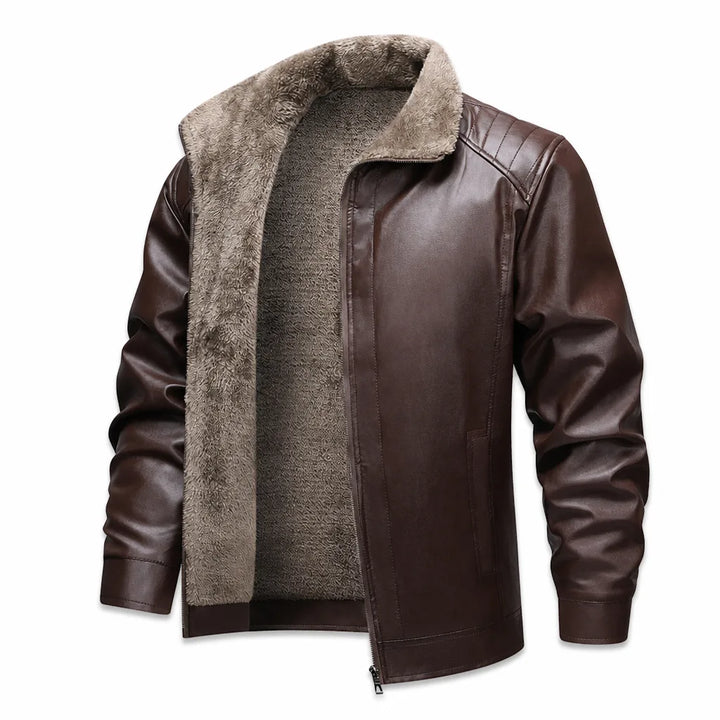 Thornton Fleece-Lined Moto Jacket - Color:Brown;Size:S