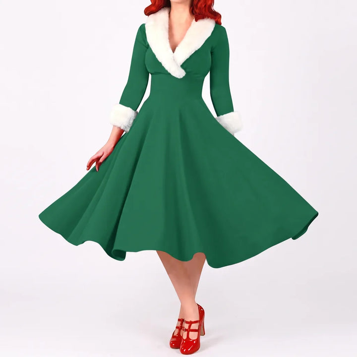Tiana | Women's Elegant Christmas Dress  - Color:Green;Size:S