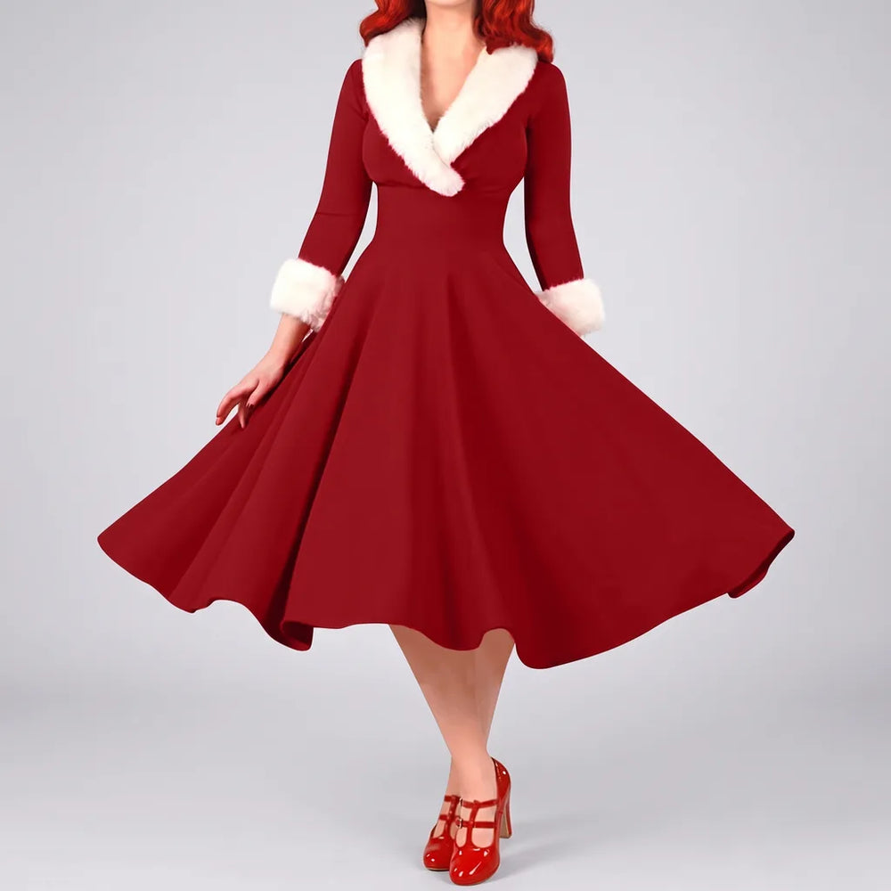 Tiana | Women's Elegant Christmas Dress  - Color:Red;Size:S