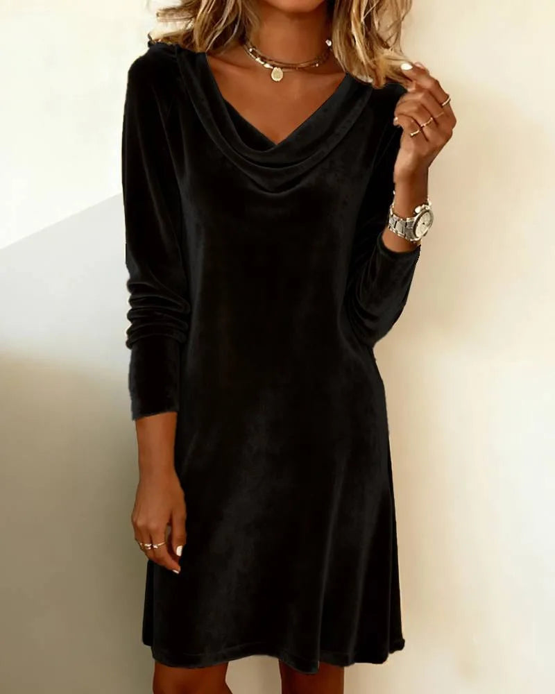 Tillie | Women's Festive Evening Long Sleeve Dress   - Color:Black;Size:S