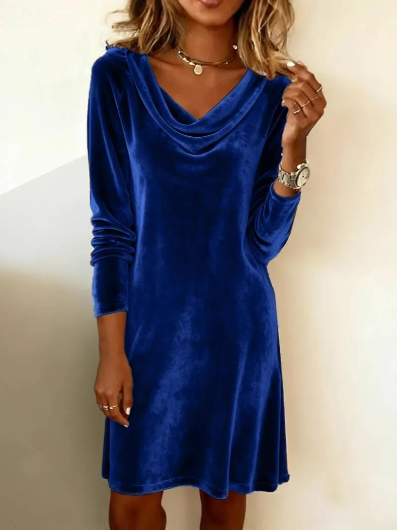 Tillie | Women's Festive Evening Long Sleeve Dress   - Color:Blue;Size:S