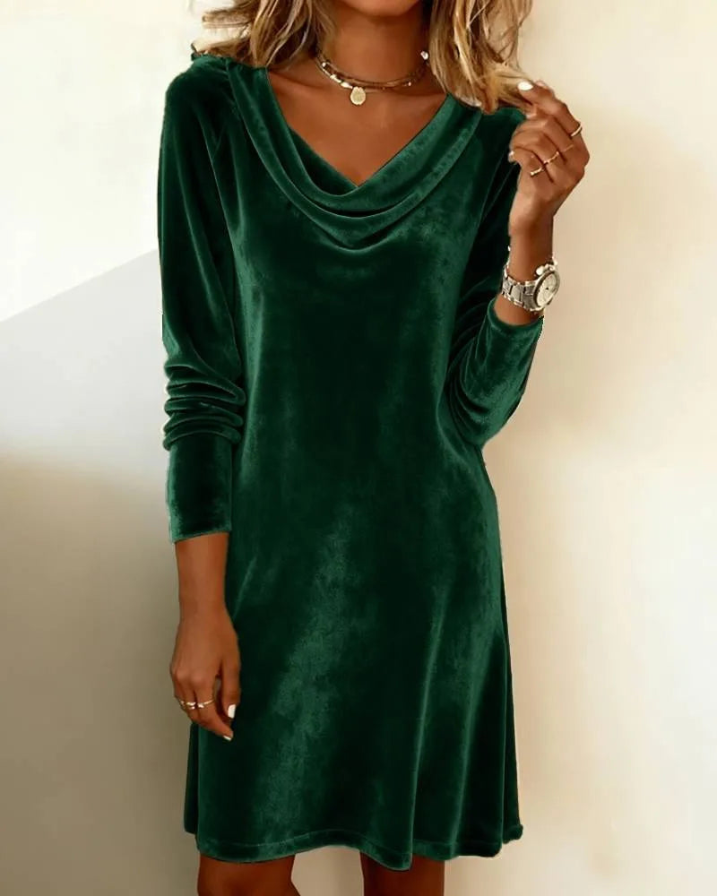 Tillie | Women's Festive Evening Long Sleeve Dress   - Color:Green;Size:S