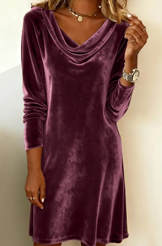 Tillie | Women's Festive Evening Long Sleeve Dress   - Color:Purple;Size:S