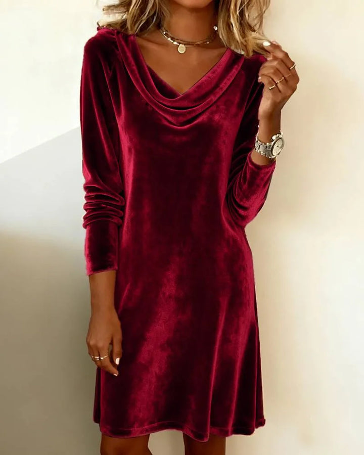 Tillie | Women's Festive Evening Long Sleeve Dress   - Color:Red;Size:S